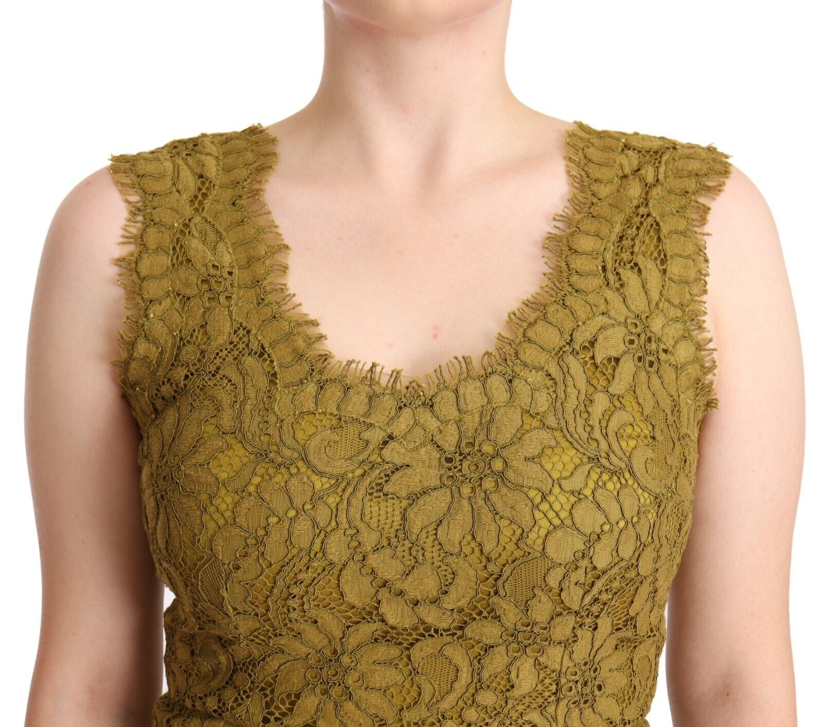 Dolce & Gabbana Braunes Maxikleid aus floraler Spitze in Bodenlänge