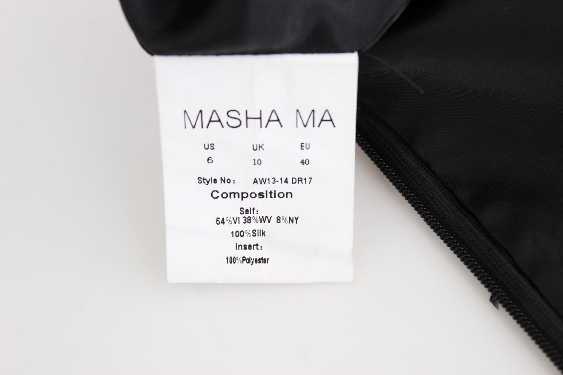 Masha Ma Zwarte Strapless Versierde Kokerjurk
