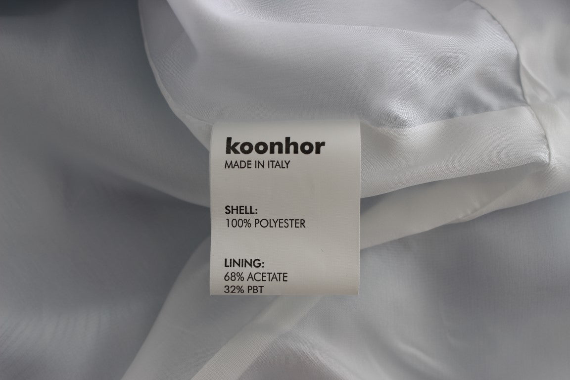 Koonhor blauer Bleistiftrock mit Schößchen und Freskenmuster