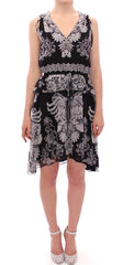Sachin & Babi Schwarzes Seiden-Cocktailkleid mit Blumenmuster