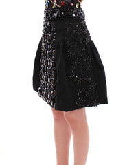 Dolce & Gabbana Schwarzer, handgefertigter Minirock mit Kristallen