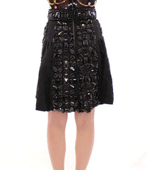 Dolce & Gabbana Schwarzer, handgefertigter Minirock mit Kristallen