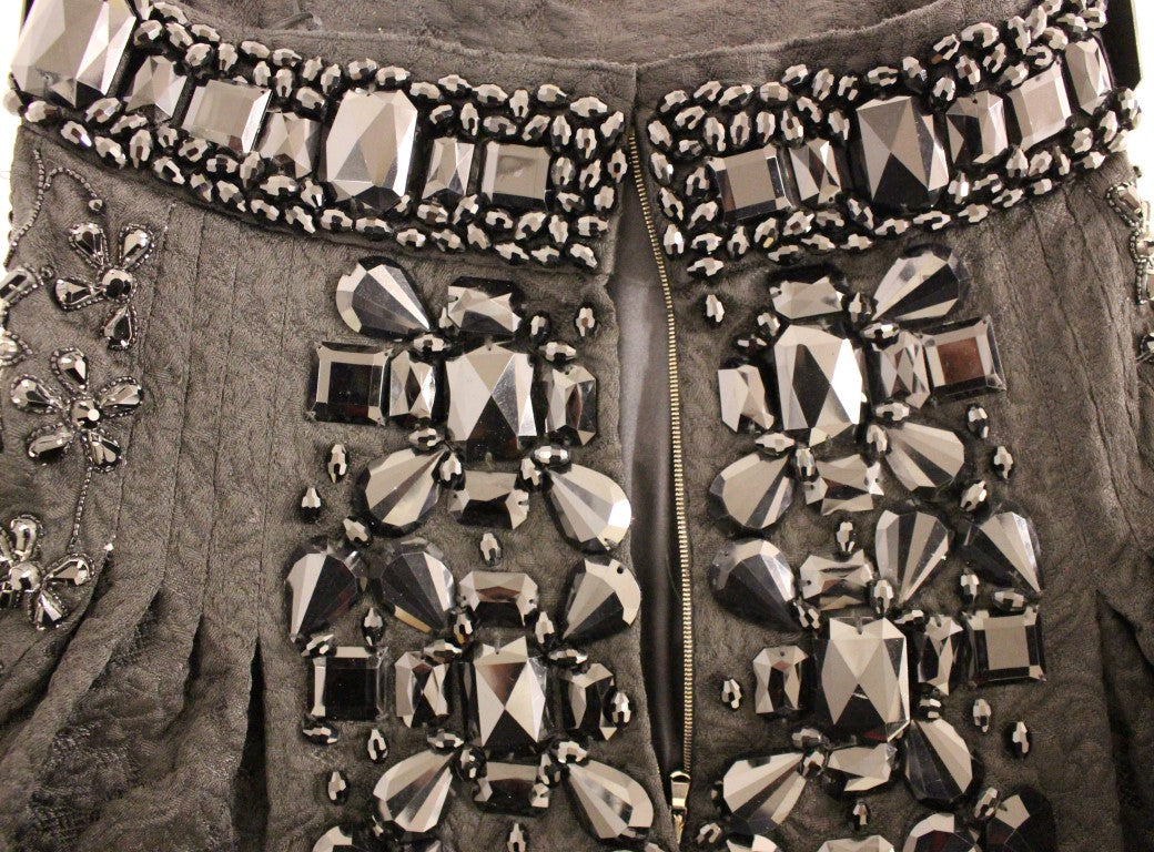 Dolce & Gabbana Schwarzer, handgefertigter Minirock mit Kristallen