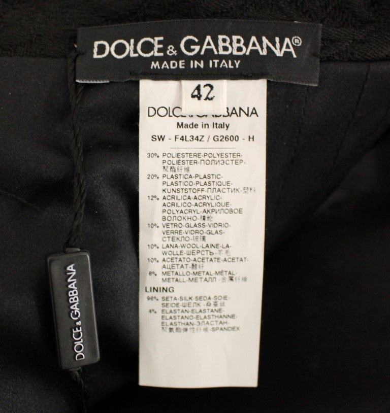 Dolce & Gabbana Schwarzer, handgefertigter Minirock mit Kristallen
