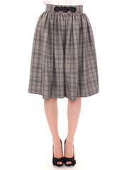 NOEMI ALEMÁN Grau karierter Woll-Shorts-Rock