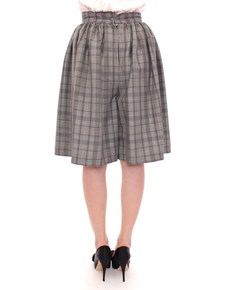 NOEMI ALEMÁN Grau karierter Woll-Shorts-Rock
