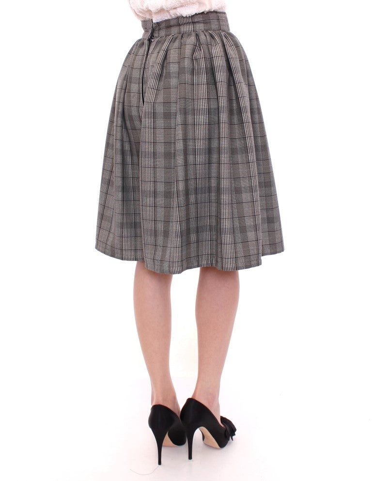 NOEMI ALEMÁN Grau karierter Woll-Shorts-Rock