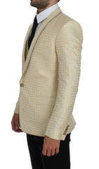 Dolce & Gabbana Beige Polka Dot Zijden 2-Delige Blazer