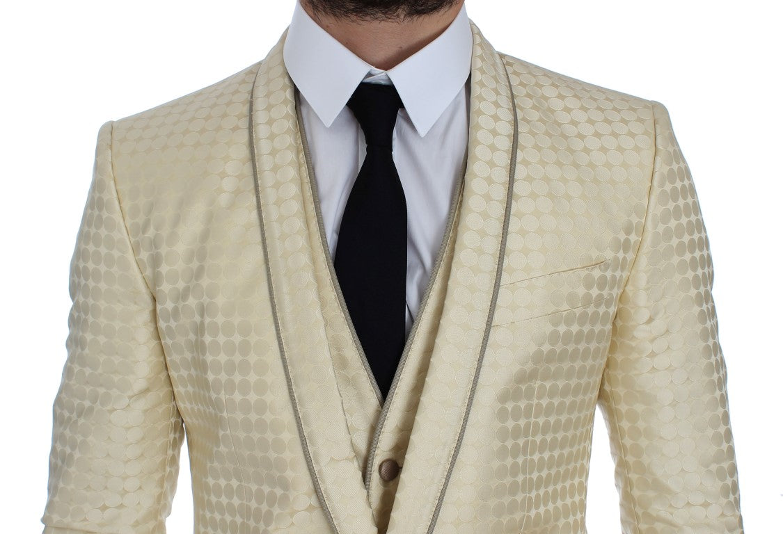 Dolce & Gabbana Beige Polka Dot Zijden 2-Delige Blazer