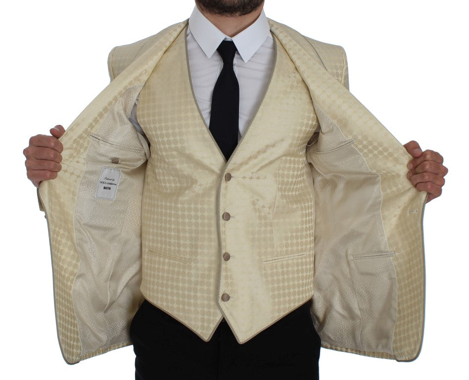 Dolce & Gabbana Beige Polka Dot Zijden 2-Delige Blazer