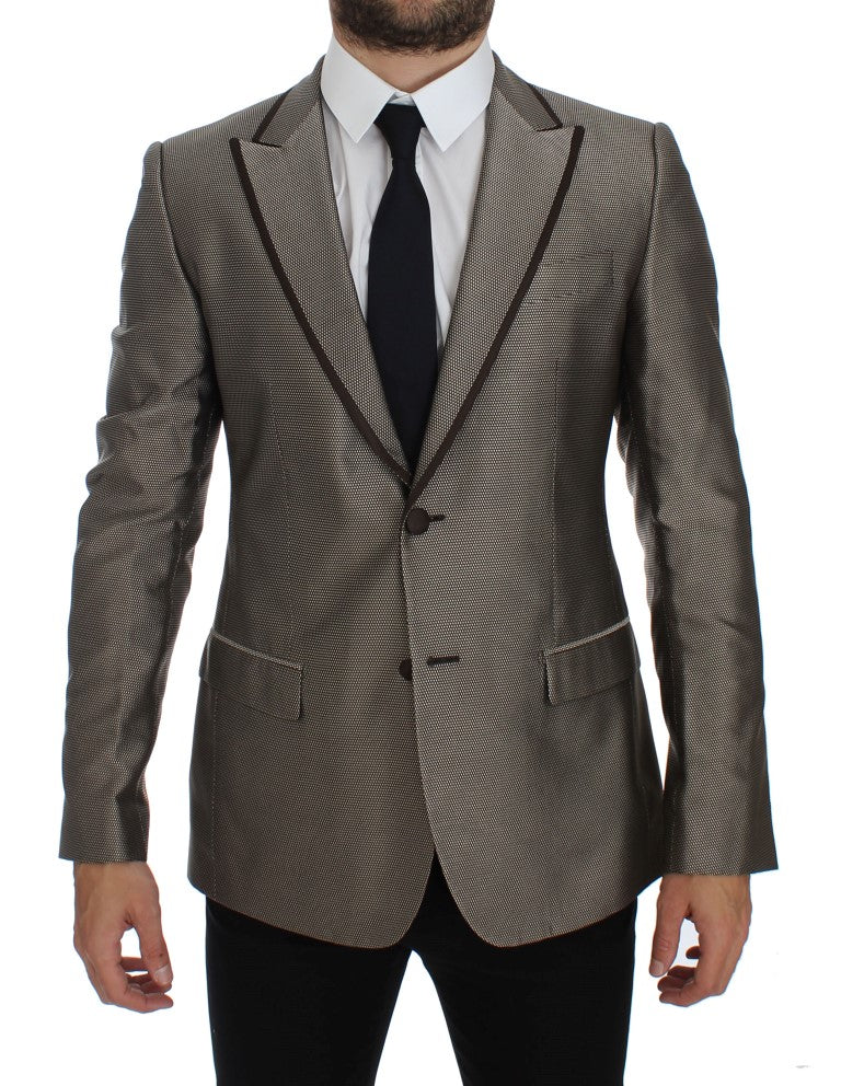 Dolce & Gabbana Brauner schmal geschnittener Seidenblazer mit zwei Knöpfen