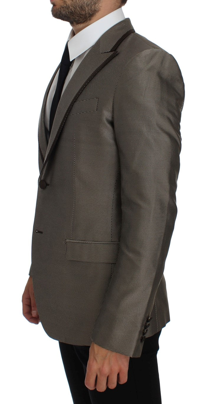 Dolce & Gabbana Brauner schmal geschnittener Seidenblazer mit zwei Knöpfen