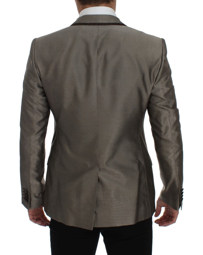 Dolce & Gabbana Brauner schmal geschnittener Seidenblazer mit zwei Knöpfen