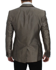 Dolce & Gabbana Brauner schmal geschnittener Seidenblazer mit zwei Knöpfen