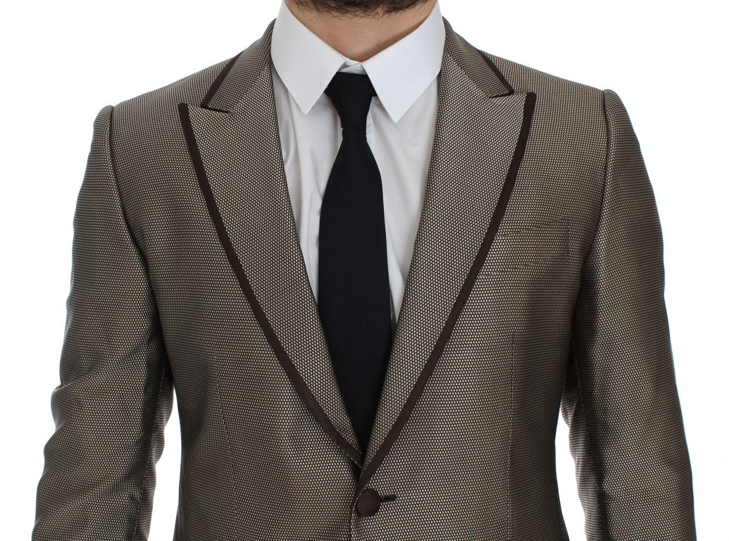 Dolce & Gabbana Brauner schmal geschnittener Seidenblazer mit zwei Knöpfen