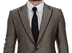 Dolce & Gabbana Brauner schmal geschnittener Seidenblazer mit zwei Knöpfen