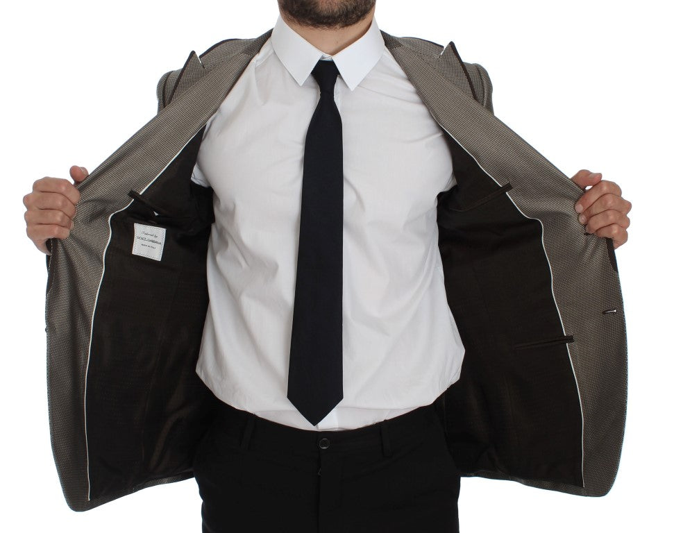 Dolce & Gabbana Brauner schmal geschnittener Seidenblazer mit zwei Knöpfen