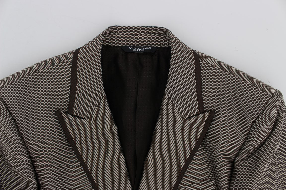 Dolce & Gabbana Brauner schmal geschnittener Seidenblazer mit zwei Knöpfen