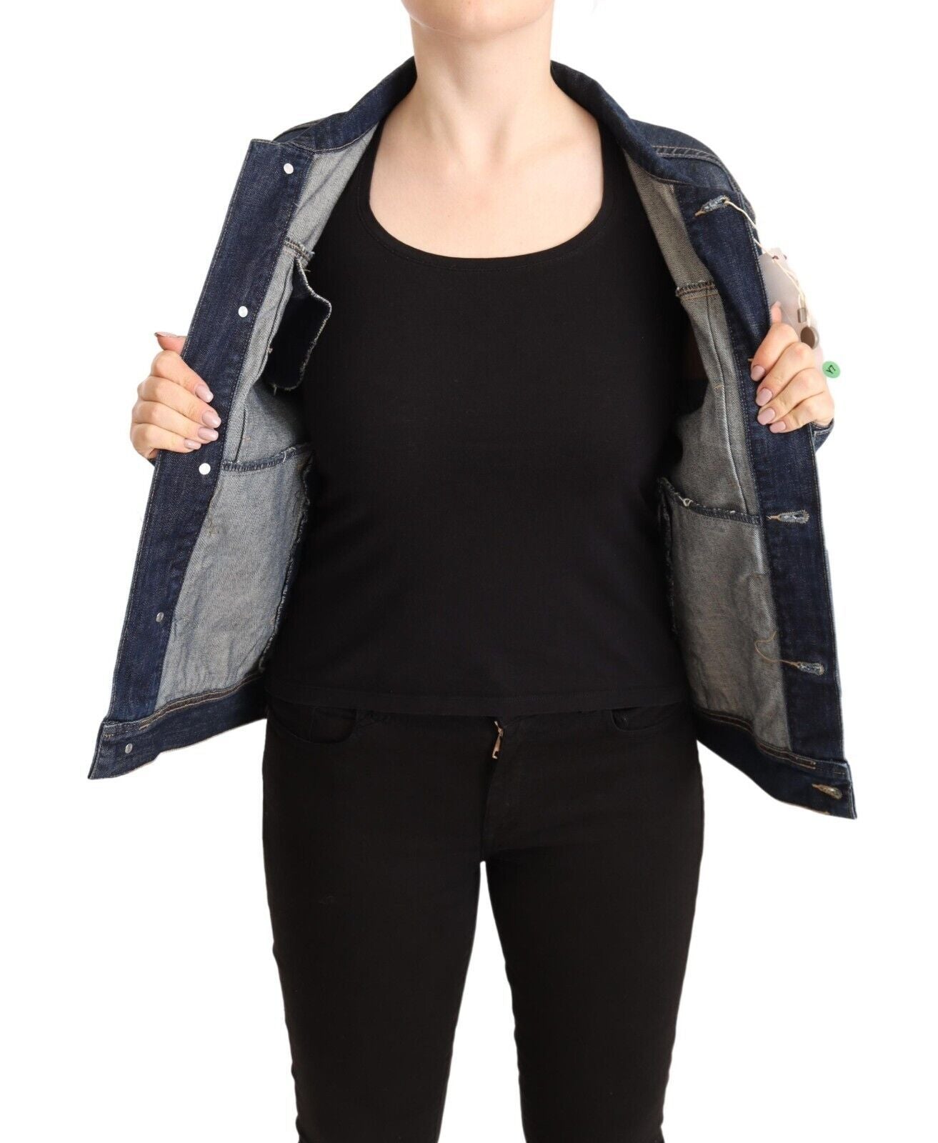 Master Coat Dunkelblaues Button-Down Jeansjacke mit langen Ärmeln