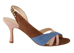 GIA COUTURE Mehrfarbige Slingback-Absatzsandalen aus Wildleder