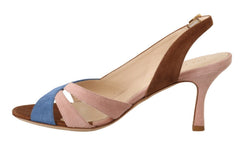 GIA COUTURE Mehrfarbige Slingback-Absatzsandalen aus Wildleder