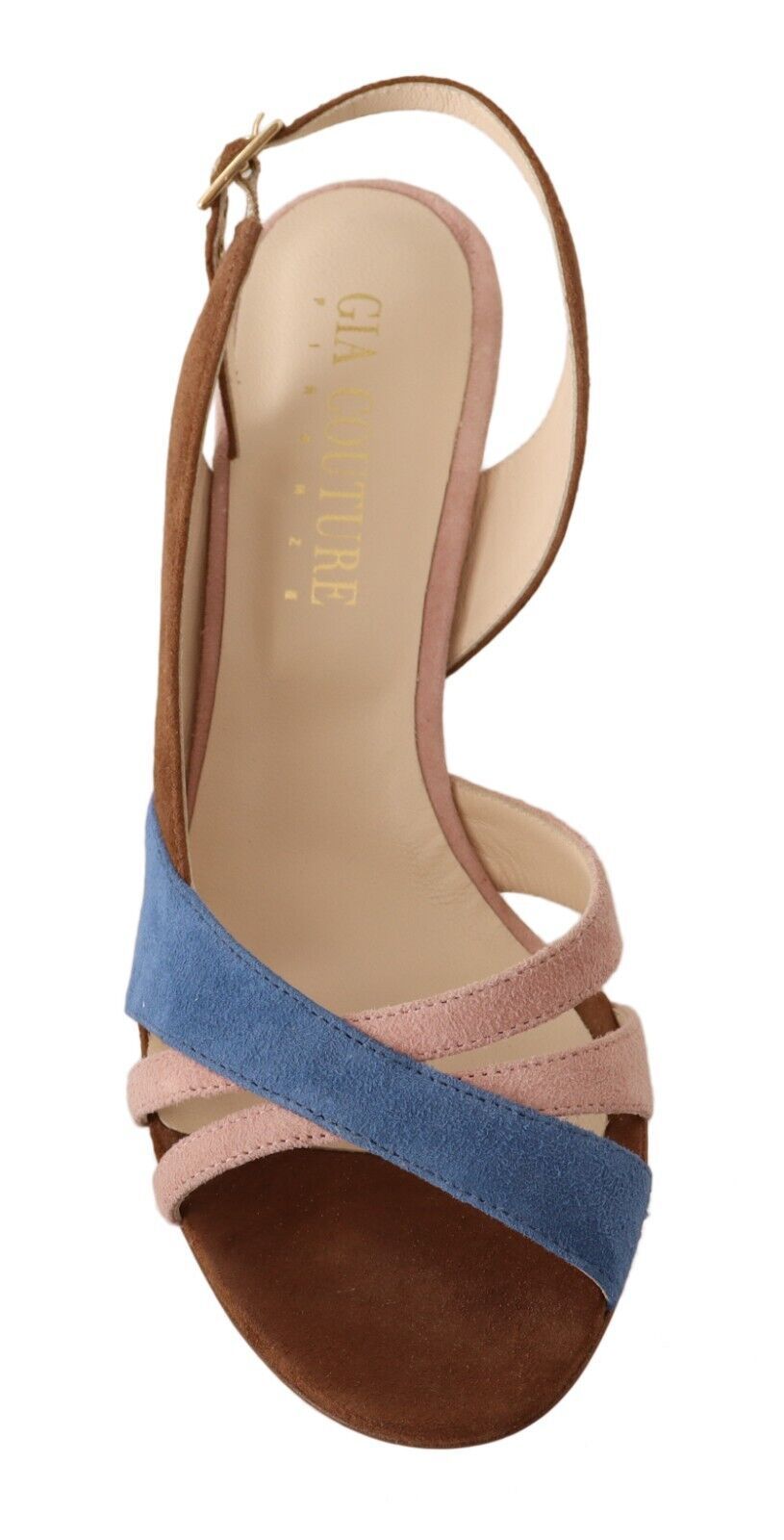 GIA COUTURE Mehrfarbige Slingback-Absatzsandalen aus Wildleder