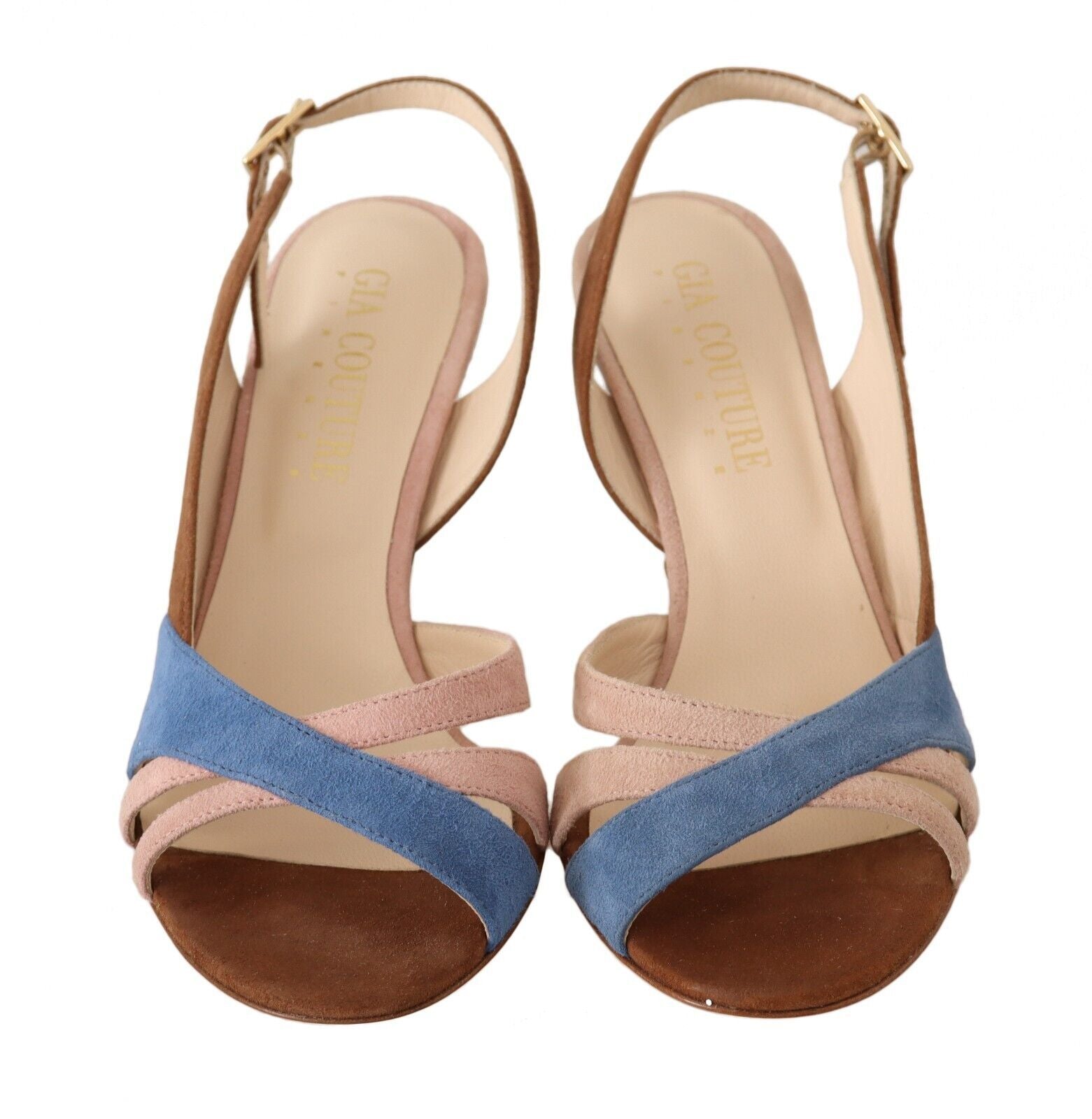 GIA COUTURE Mehrfarbige Slingback-Absatzsandalen aus Wildleder