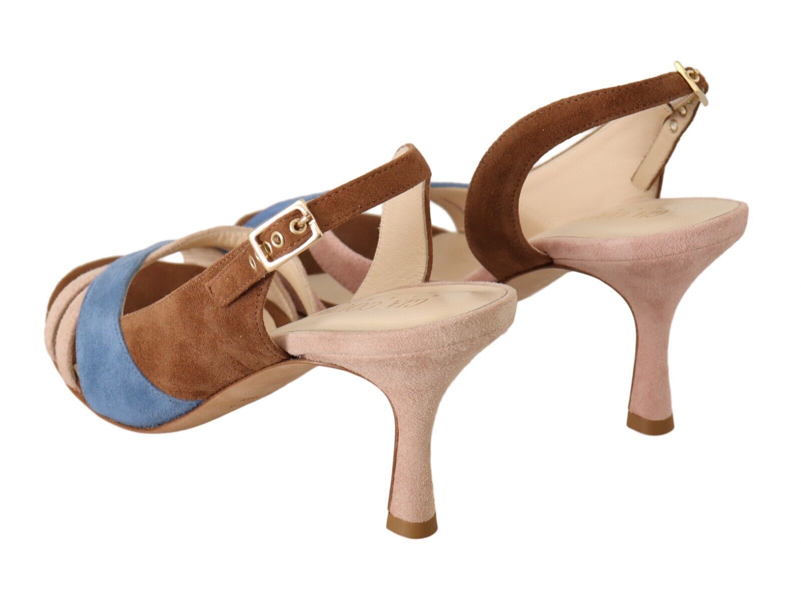 GIA COUTURE Mehrfarbige Slingback-Absatzsandalen aus Wildleder