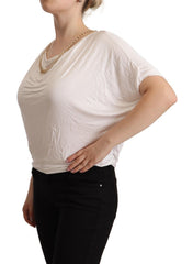 Guess By Marciano White Short Sleeves Gold Chain T-shirt Top
