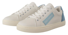 Dolce & Gabbana Weiße Blaue Leder-Low-Top-Sneaker