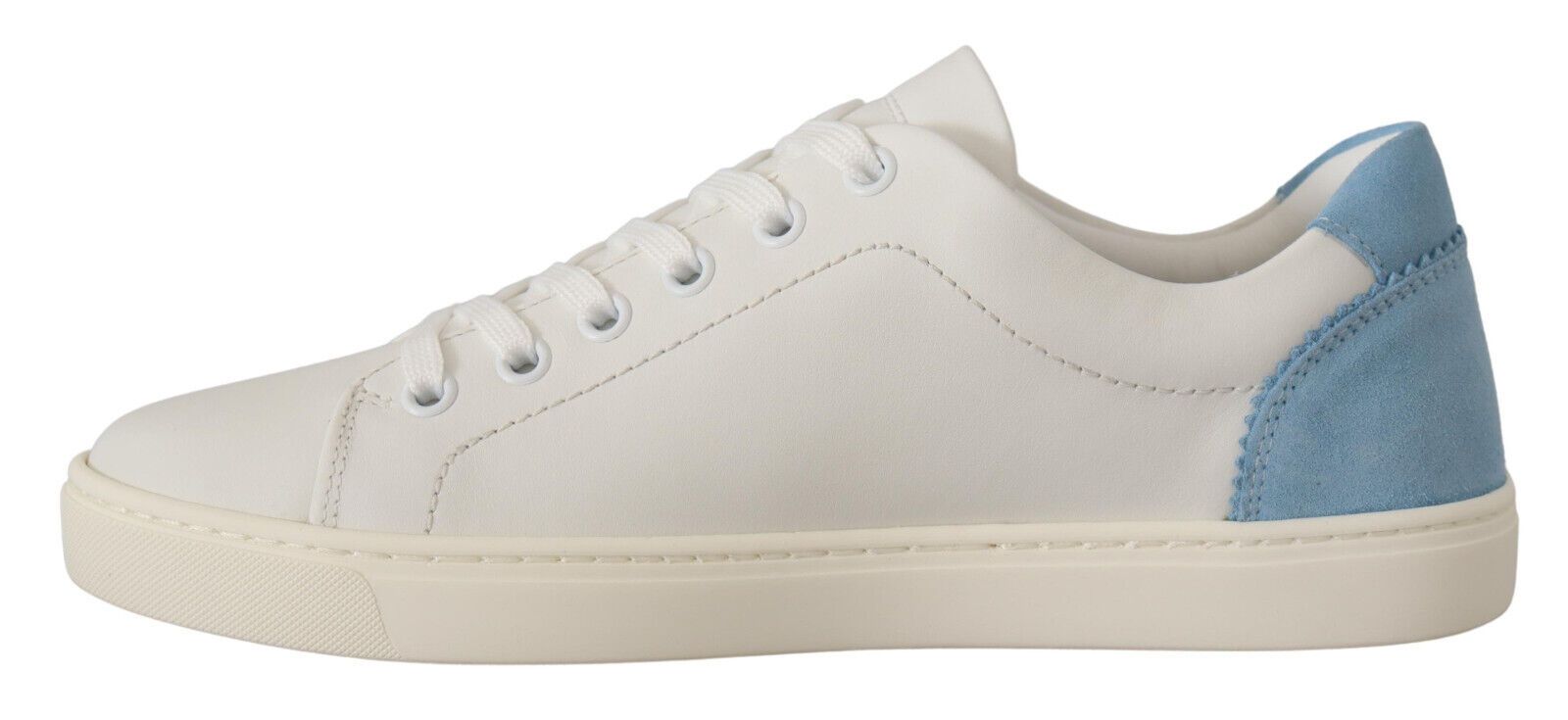 Dolce & Gabbana Weiße Blaue Leder-Low-Top-Sneaker