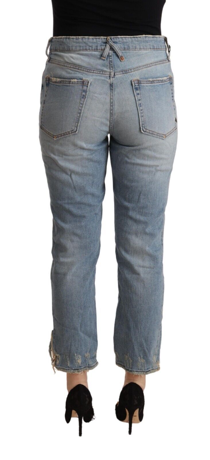 CYCLE Hellblaue Distressed Jeans mit mittelhohem Bund und Cropped-Schnitt