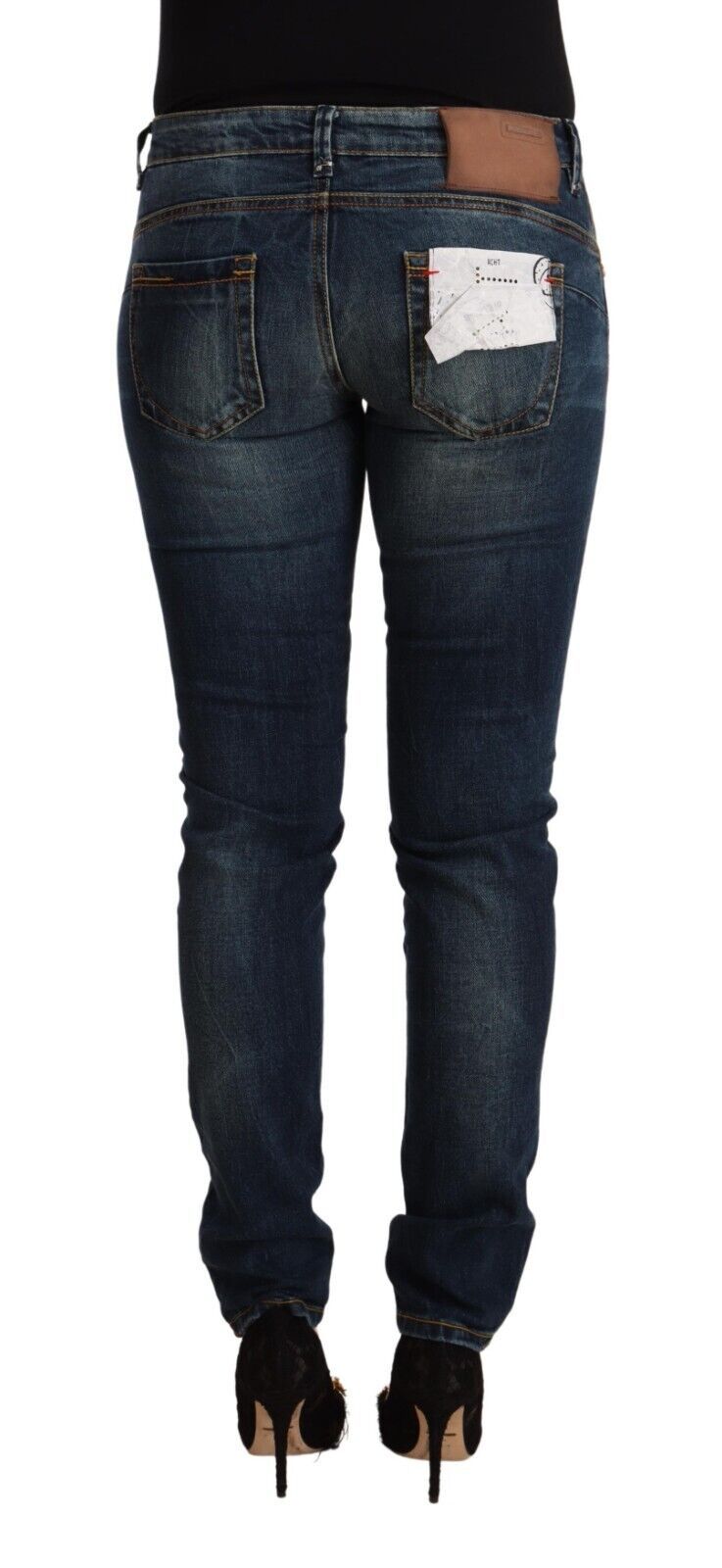 Eight Blue Washed Cotton Slim Fit Denim Low Waist Jeans