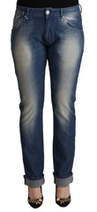 Acht Blue Washed Mid Waist Folded Hem Skinny Jeans