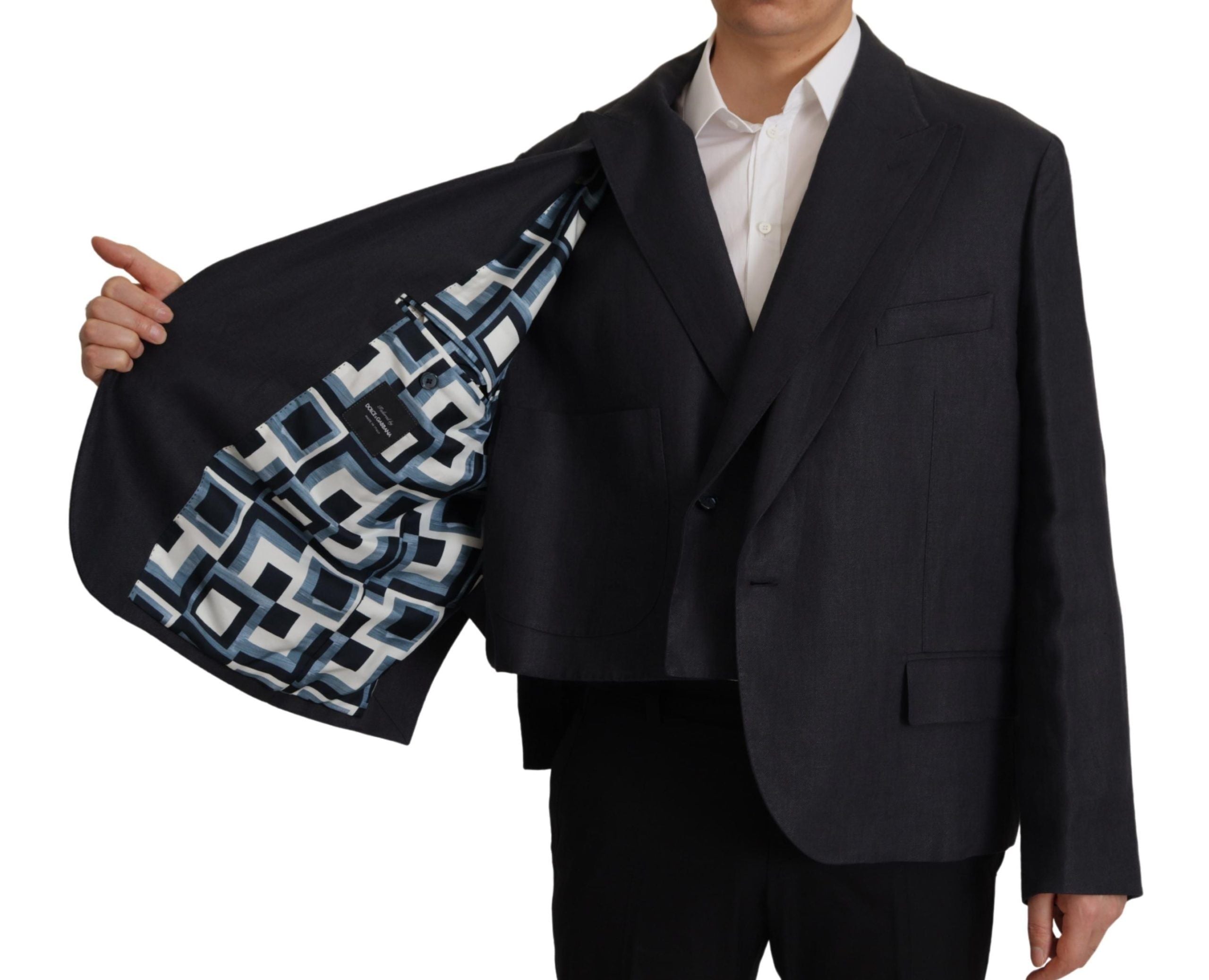 Dolce & Gabbana Blauer Leinen-Herren-Blazer