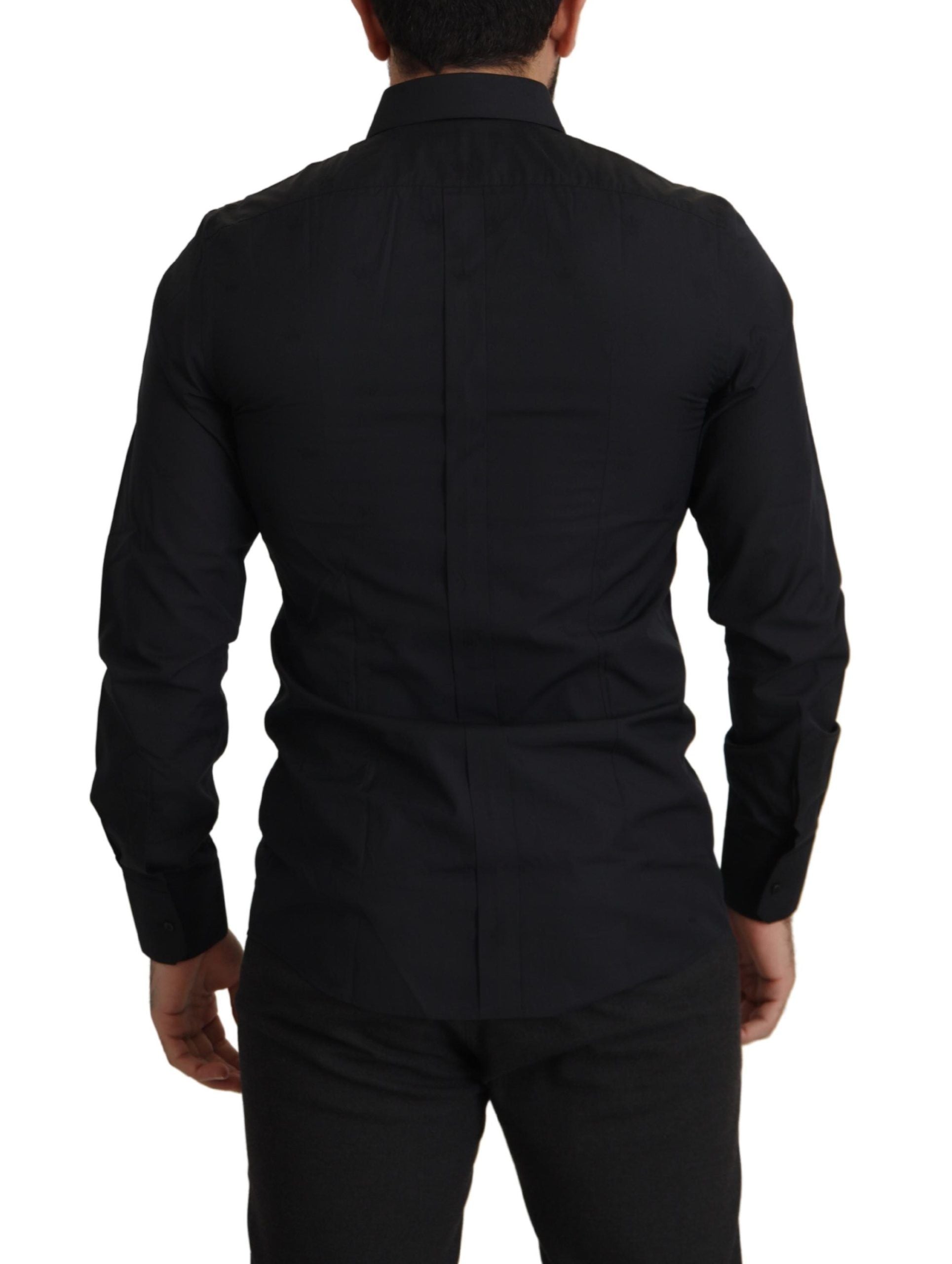 Dolce & Gabbana Schwarzes Baumwoll GOLD Slim Fit Hemd