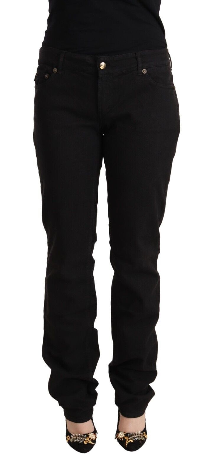 Just Cavalli Schwarze Mid Waist Skinny Jeans aus Denim-Baumwolle