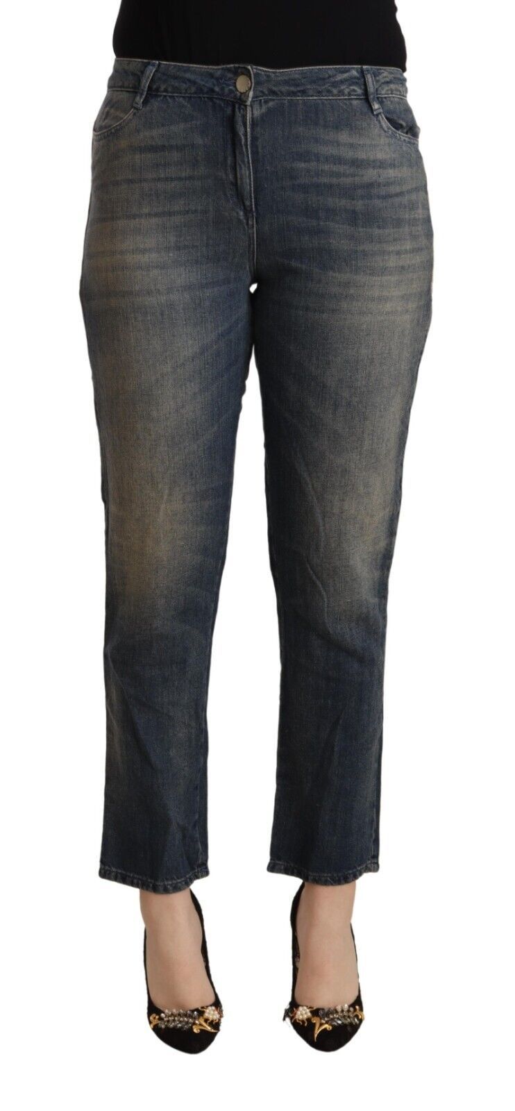 Twinset Blau Gewaschene Baumwolle Verkürzte Capri Damen Jeans