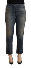 Twinset Blau Gewaschene Baumwolle Verkürzte Capri Damen Jeans