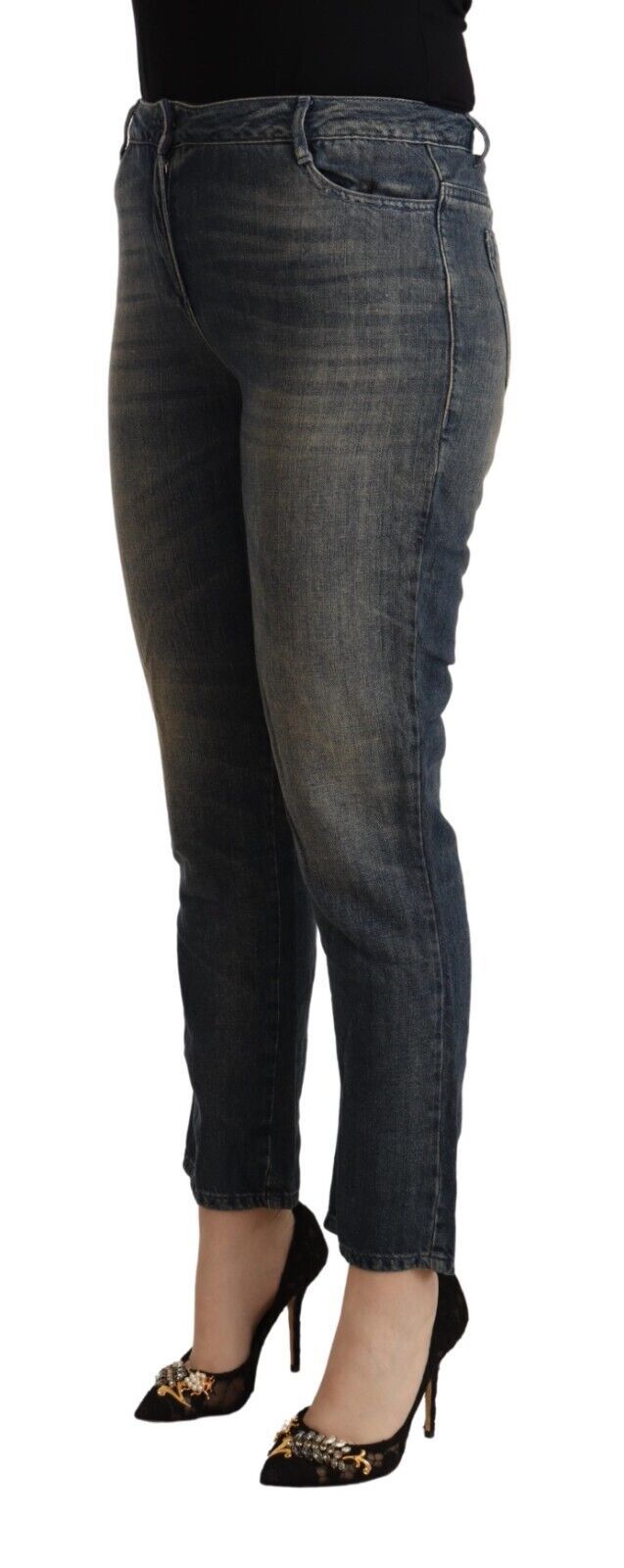 Twinset Blau Gewaschene Baumwolle Verkürzte Capri Damen Jeans