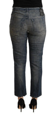 Twinset Blau Gewaschene Baumwolle Verkürzte Capri Damen Jeans