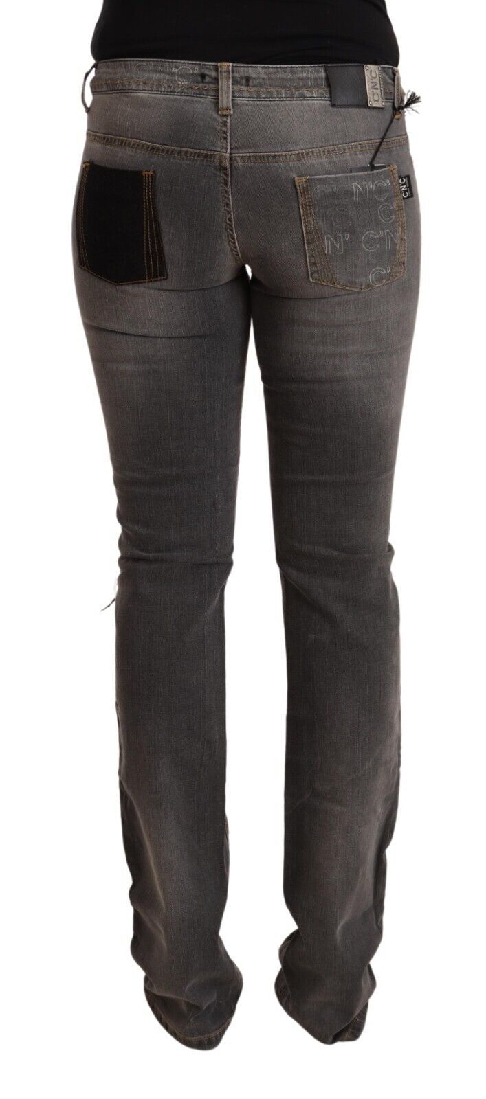 Costume National Grau ausgewaschene Low Waist Straight Denim Jeans