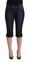 GF Ferre Blue Cotton Stretch Low Waist Slim Capri Jeans aus Denim