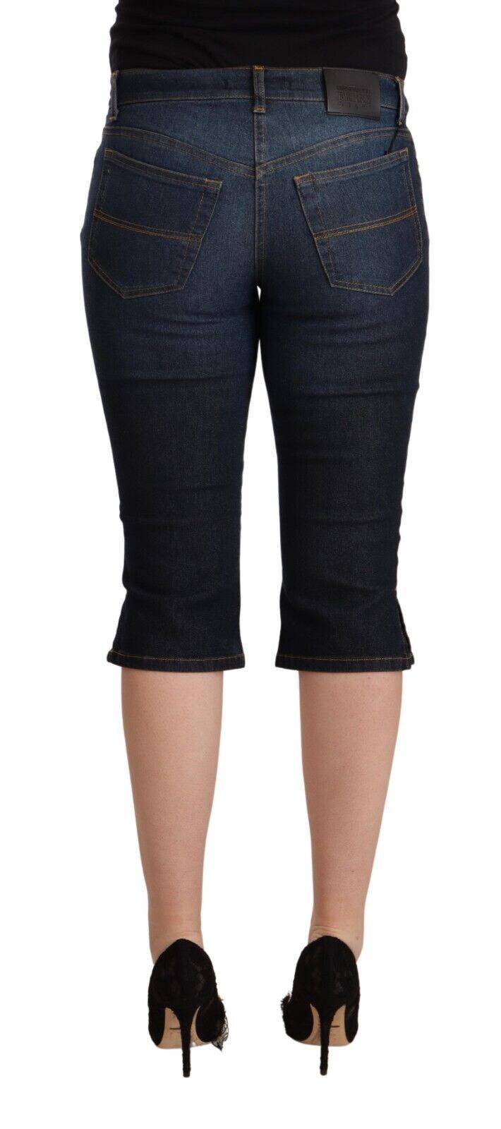 GF Ferre Blue Cotton Stretch Low Waist Slim Capri Jeans aus Denim