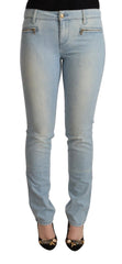 MILA SCHÖN Hellblaue Baumwoll-Denimjeans mit mittlerer Bundhöhe und schmaler Passform