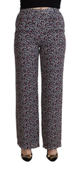 Michael Kors Zwarte Bedrukte Broek Met Hoge Taille