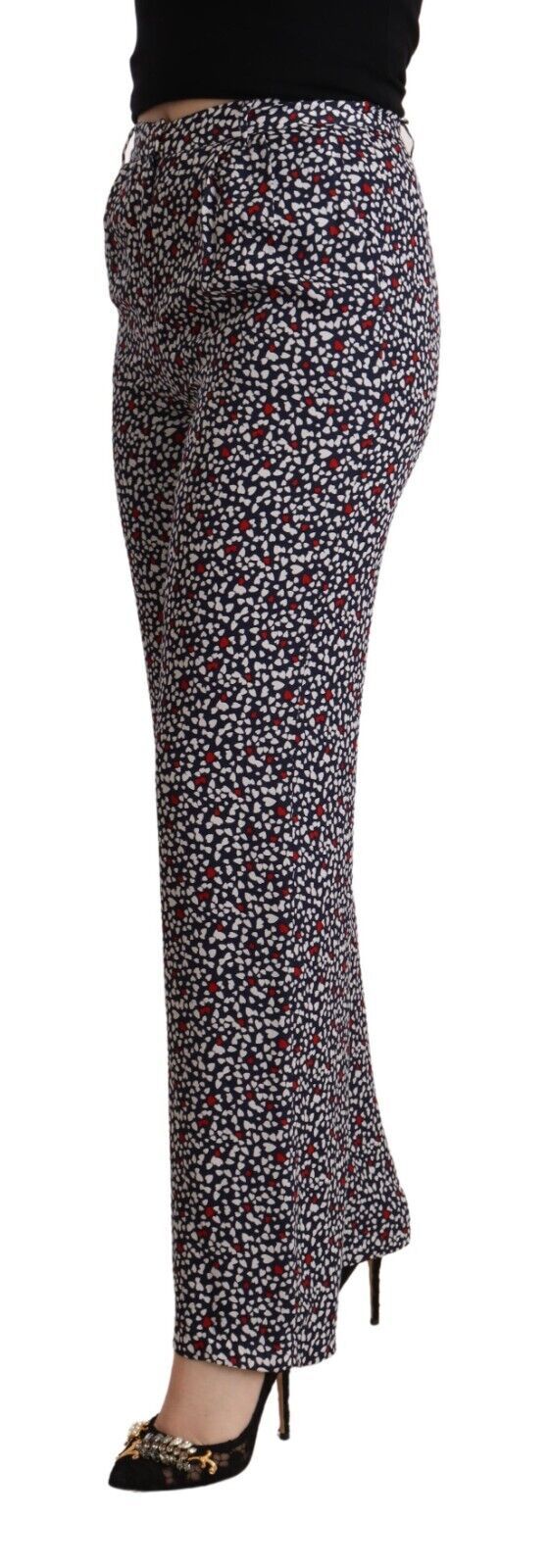 Michael Kors Zwarte Bedrukte Broek Met Hoge Taille