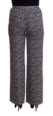 Michael Kors Zwarte Bedrukte Broek Met Hoge Taille