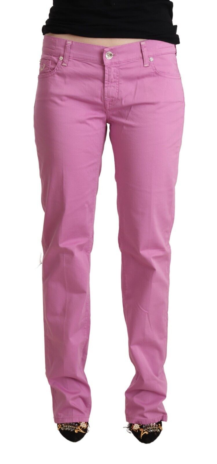Jacob Cohen Rosa Baumwoll-Low-Waist Jeans mit schmal zulaufendem Bein