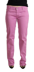 Jacob Cohen Rosa Baumwoll-Low-Waist Jeans mit schmal zulaufendem Bein